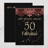 Invitation dentelle rose romantique dégradé noir lacy en bron (Devant / Derrière)