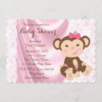 Dentelle rose singe bébé fille douche