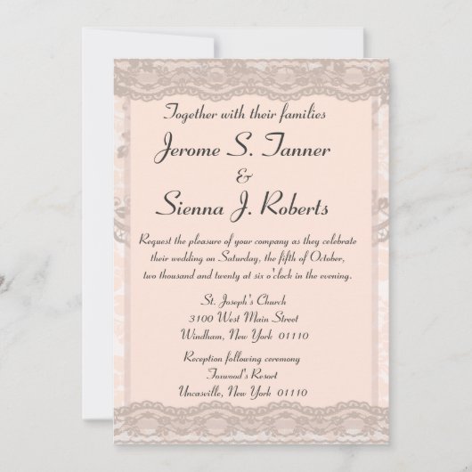 Invitation Dentelle rose Vintage (Devant)