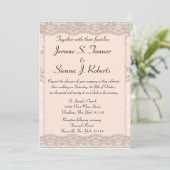 Invitation Dentelle rose Vintage (Debout devant)