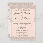 Invitation Dentelle rose Vintage (Devant / Derrière)