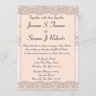 Invitation Dentelle rose Vintage