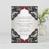 Invitation Dentelle rouge, blanche et noire Sweet 16 (Debout devant)