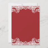 Invitation Dentelle rouge et blanche Élégante Fête des mariée (Dos)