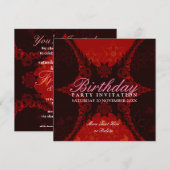 Invitation Dentelle rouge foncé Exotique fête d'anniversaire (Devant / Derrière)