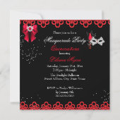 Invitation Dentelle rouge Masquerade Quinceanera (Dos)