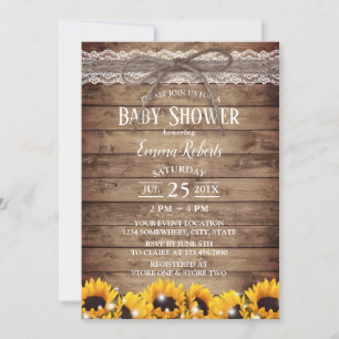 Invitation Dentelle rustique & Baby shower floral de tourneso
