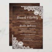 Invitation Dentelle Rustique Brunch Et Fête des mariées Bubbl (Devant / Derrière)