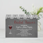 Invitation Dentelle rustique Dégustation de vin de la nuptial (Debout devant)