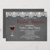 Invitation Dentelle rustique Dégustation de vin de la nuptial (Devant / Derrière)