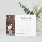 Invitation Dentelle rustique en bois Brousse Bourgogne Mason  (Debout devant)