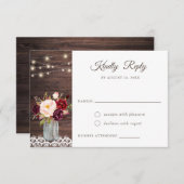 Invitation Dentelle rustique en bois Brousse Bourgogne Mason  (Devant / Derrière)