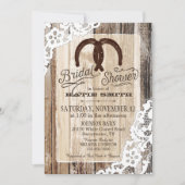 Invitation Dentelle rustique en bois fer à cheval Fête des ma (Devant)