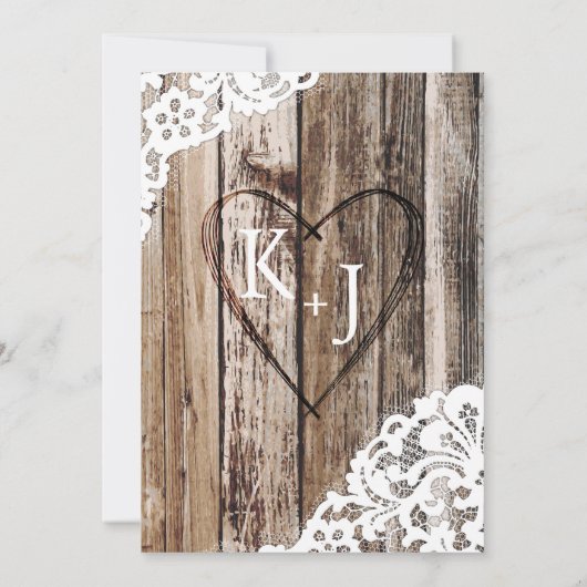 Invitation Dentelle rustique en bois fer à cheval Fête des ma (Dos)