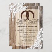 Invitation Dentelle rustique en bois fer à cheval Fête des ma (Devant / Derrière)