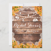 Invitation Dentelle rustique en bois Rose jaune Élégante Fête (Devant)