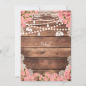 Invitation Dentelle rustique en bois Roses roses Élégantes Fê (Dos)
