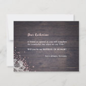 Invitation Dentelle rustique en bois, serez-vous ma matrone d (Dos)