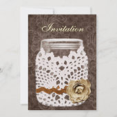 Invitation Dentelle rustique enveloppé Mason Jar Mariage (Devant)