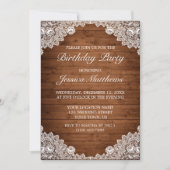 Invitation Dentelle rustique et blanche sur mesure Anniversai (Devant)