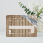 Invitation Dentelle rustique et mariage en bois de grange RSV (Debout devant)