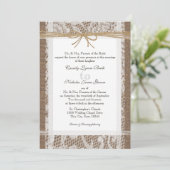 Invitation Dentelle rustique et Mariage Jute Twine (Debout devant)