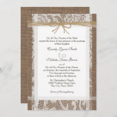 Invitation Dentelle rustique et Mariage Jute Twine (Devant / Derrière)