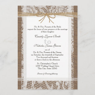 Invitation Dentelle rustique et Mariage Jute Twine