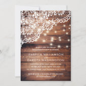 Invitation Dentelle rustique et voyants à cordes (Devant)