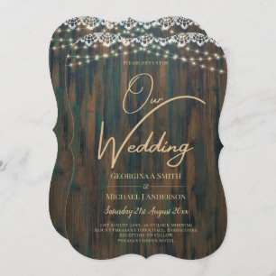 Invitation Dentelle Rustique Gypsophila Lights Mason Jar Mari