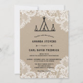 Invitation Dentelle Rustique Kraft Extérieur Mariage Tente Ti (Devant)