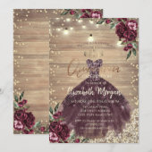Invitation Dentelle rustique, Lumières, Robe, Rose Wood Quinc (Devant / Derrière)