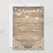 Invitation Dentelle rustique, Lumières, Tiara, Diamonds Quinc (Devant)