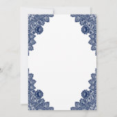 Invitation Dentelle Rustique Marine Bleu Manger Boire et être (Dos)
