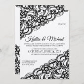 Invitation Dentelle rustique | Noir sur Kraft (Devant / Derrière)