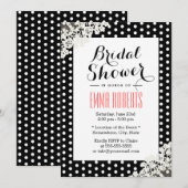 Invitation Dentelle rustique & Pois Elégante Fête des mariées (Devant / Derrière)