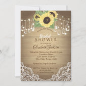 Invitation Dentelle rustique, pot Mason, guirlandes lumineuse (Devant)