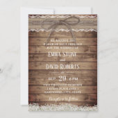 Invitation Dentelle rustique & Twine Mariage floral pour bébé (Devant)