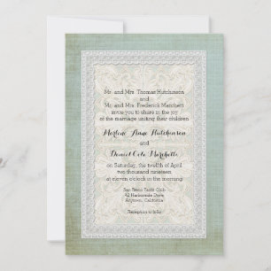 Invitation Dentelle rustique w âge Linge Vintage Pays Éléganc