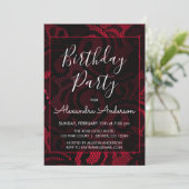 Invitation Dentelle satinée rouge et noire n'importe quel âge (Debout devant)