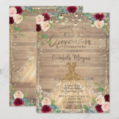 Invitation Dentelle, Tiara, Lumières, Robe, Bois Rose Quincea (Devant / Derrière)