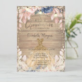 Invitation Dentelle, Tiara, Lumières, Robe Fleurs de Bois Qui (Debout devant)