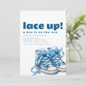 Invitation Dentelle Up Chaussure Basket Baby shower Invitatio (Debout devant)