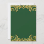 Invitation Dentelle vert foncé et or élégant mariage (Dos)