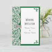 Invitation Dentelle verte et blanche, mariage traditionnelle (Debout devant)