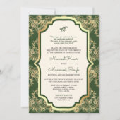 Invitation Dentelle verte QR Code Anand Karaj Sikh Mariage (Devant)