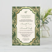 Invitation Dentelle verte QR Code Anand Karaj Sikh Mariage (Debout devant)