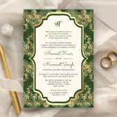 Invitation Dentelle verte QR Code Anand Karaj Sikh Mariage