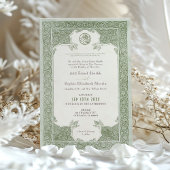 Invitation Dentelle verte Sage Mariage musulman traditionnel