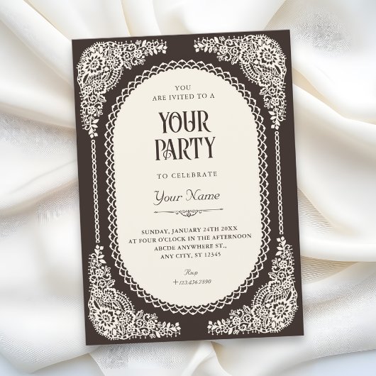 Invitation Dentelle victorienne de romance sombre